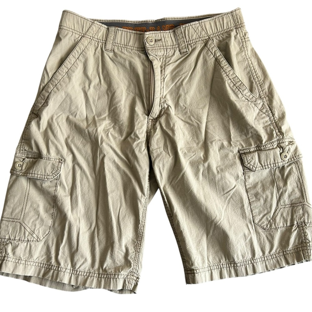 Wear First Free-Band WF Cargo Shorts Khaki Beige Size 32 Stretch Outdoor Utility
